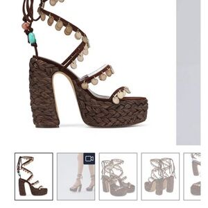 Naked Wolfe Brown Braided Wedges